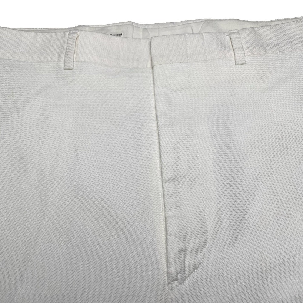 Ben Silver Pants 36 (38x31) Men Canvas Flat Front White Preppy Hand Tailored USA